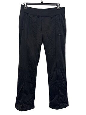 Nike Black Athletic Track Pants Womens Size L Polyester Ribbed Waistband